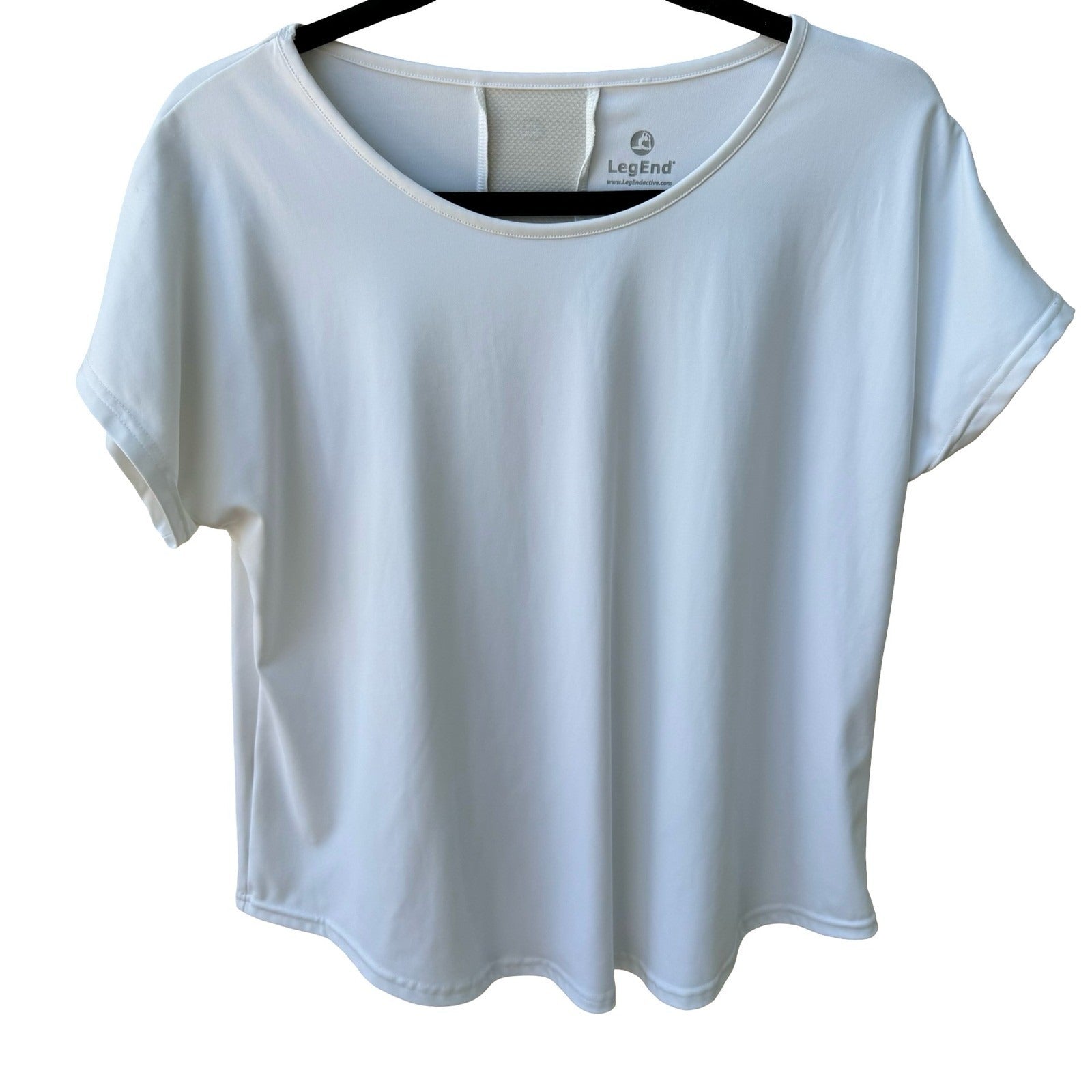 LegEnd Activewear Workout Scoop Neck Mesh Back Breathable Wicking Shirt White L