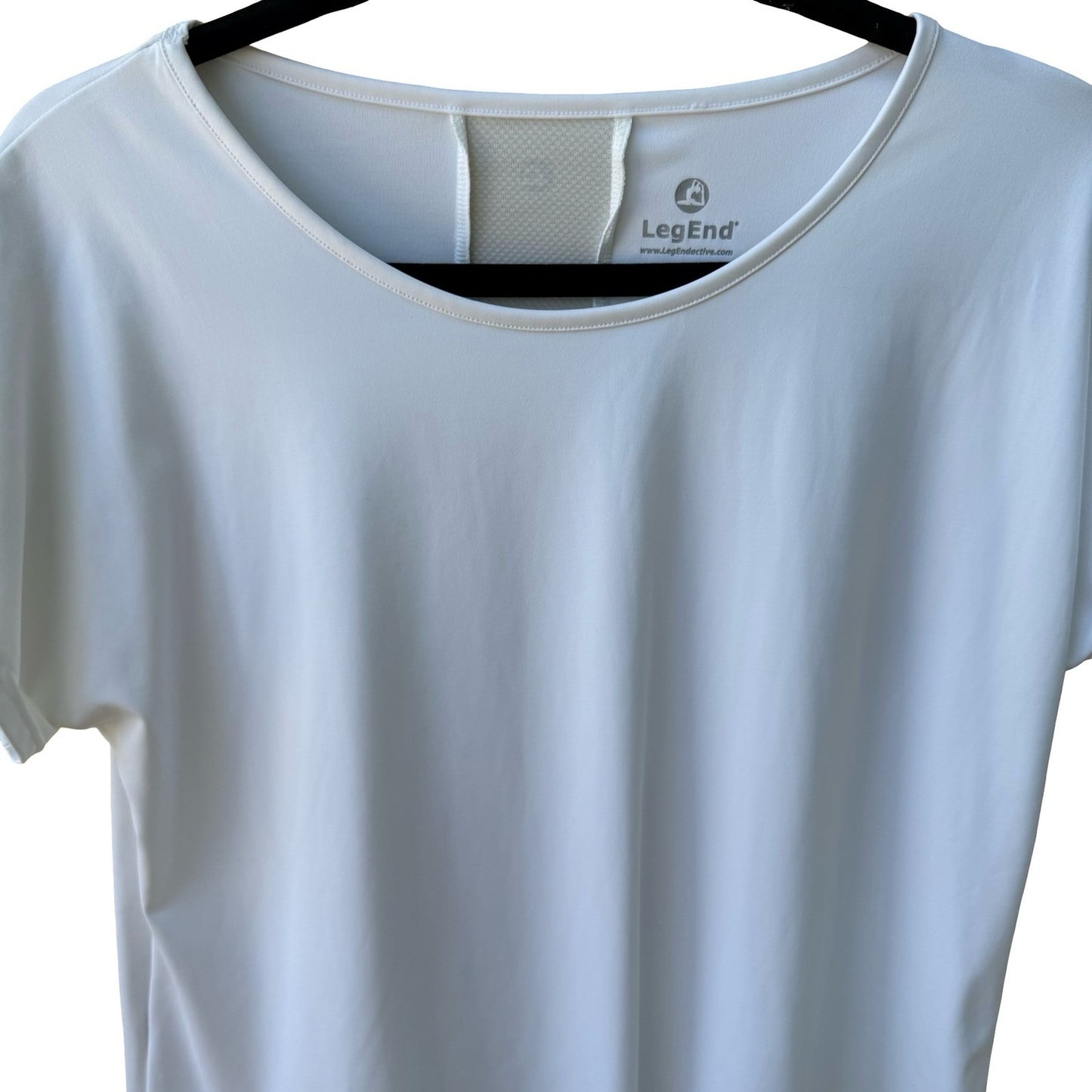 LegEnd Activewear Workout Scoop Neck Mesh Back Breathable Wicking Shirt White L