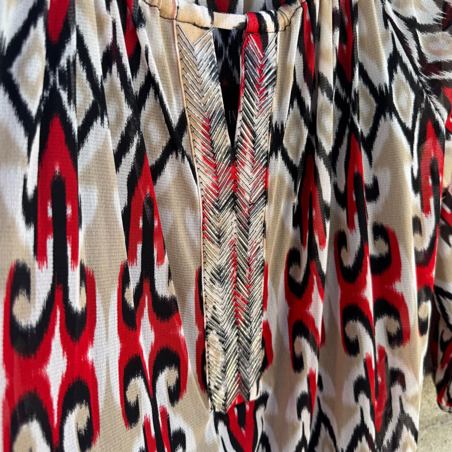 INC Womens Multicolor Print 3/4 Sleeves & Split Neck Two Piece Blouse Tank Set L