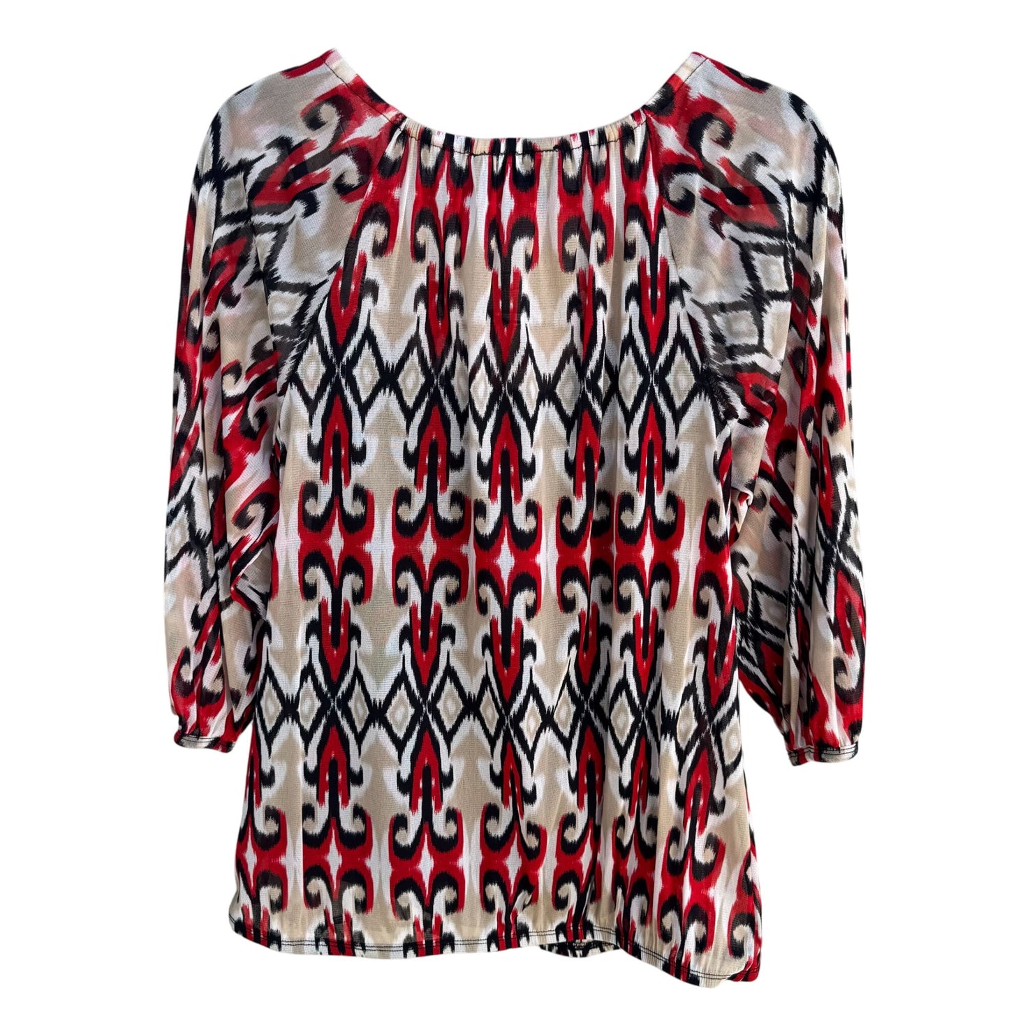 INC Womens Multicolor Print 3/4 Sleeves & Split Neck Two Piece Blouse Tank Set L