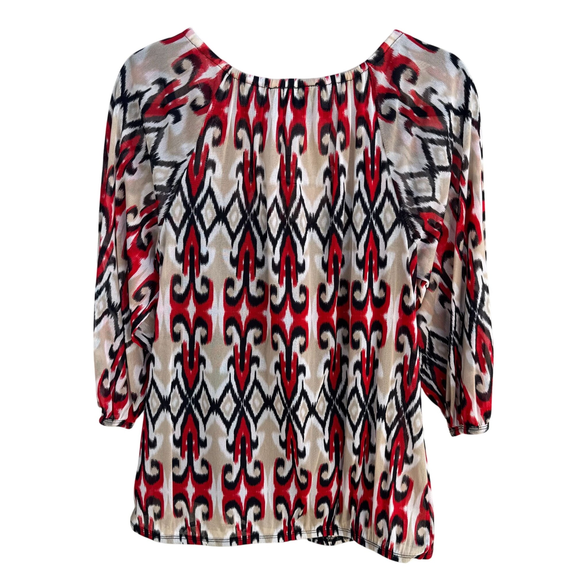 INC Womens Multicolor Print 3/4 Sleeves & Split Neck Two Piece Blouse Tank Set L