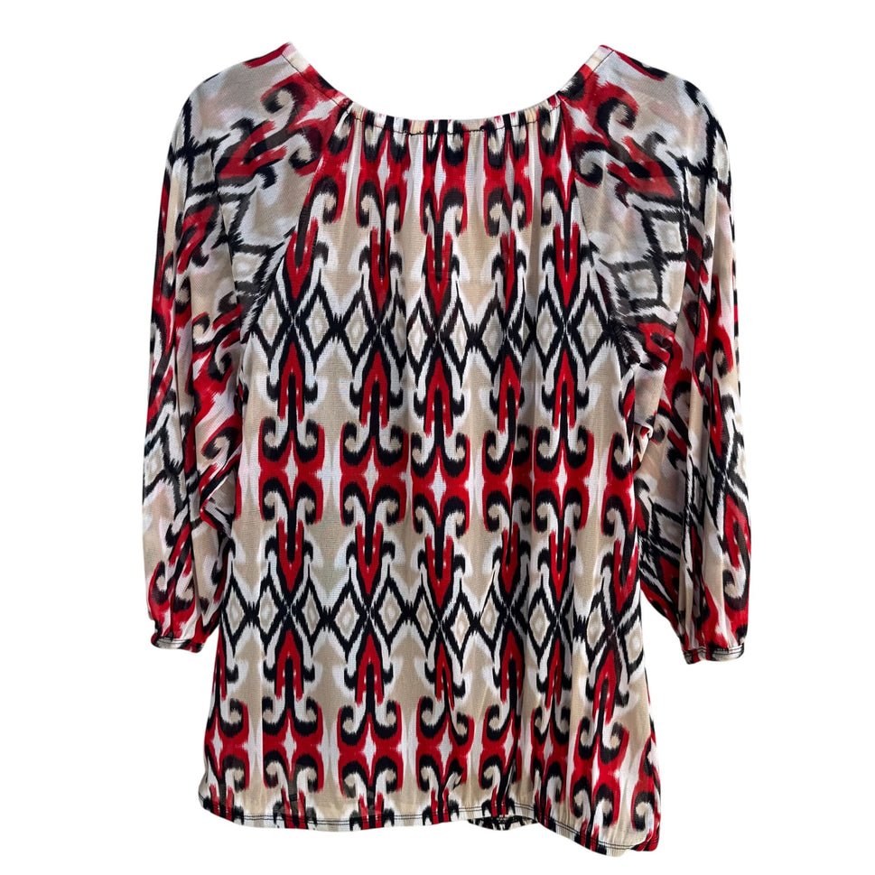INC Womens Multicolor Print 3/4 Sleeves & Split Neck Two Piece Blouse Tank Set L