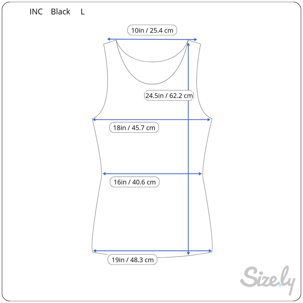 INC Womens Multicolor Print 3/4 Sleeves & Split Neck Two Piece Blouse Tank Set L