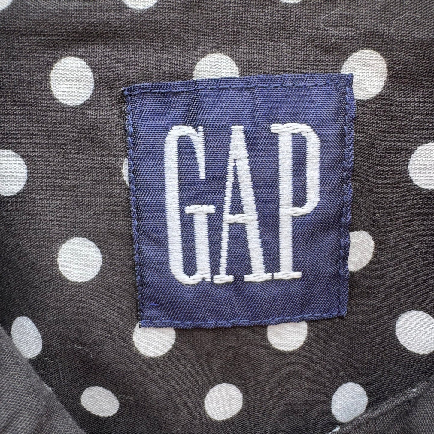 Gap Vintage 90s Mens Polka Dot Button Down Shirt Black White Long Sleeve XXL