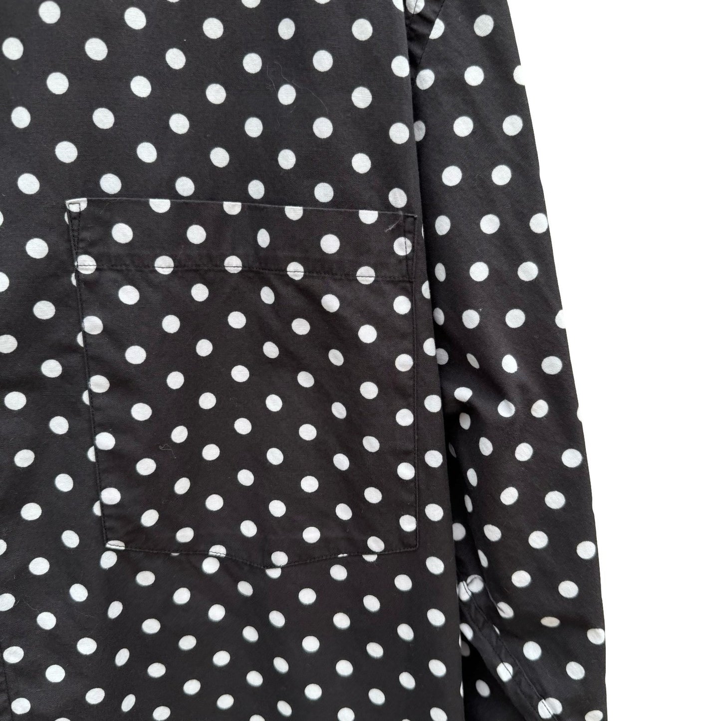 Gap Vintage 90s Mens Polka Dot Button Down Shirt Black White Long Sleeve XXL
