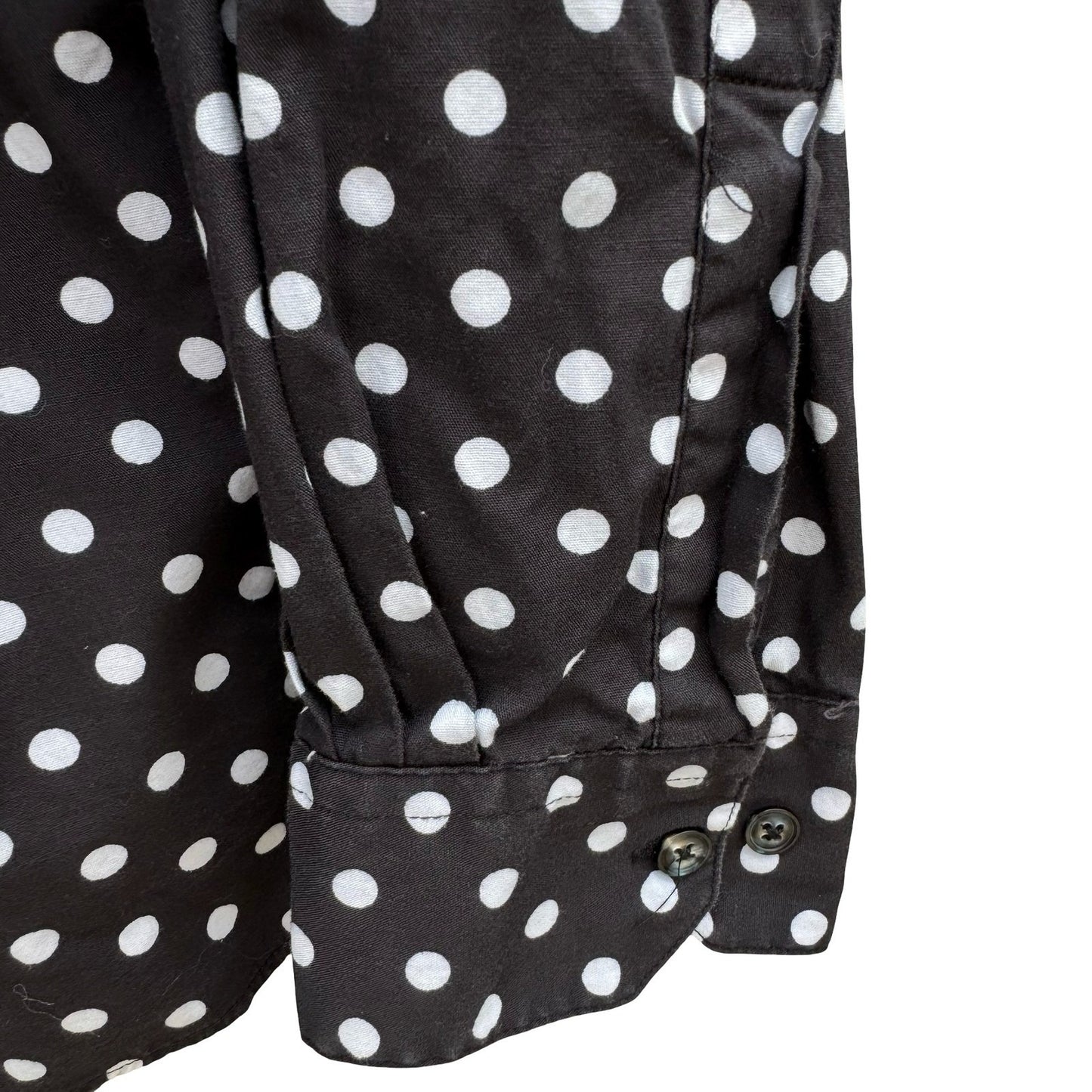Gap Vintage 90s Mens Polka Dot Button Down Shirt Black White Long Sleeve XXL
