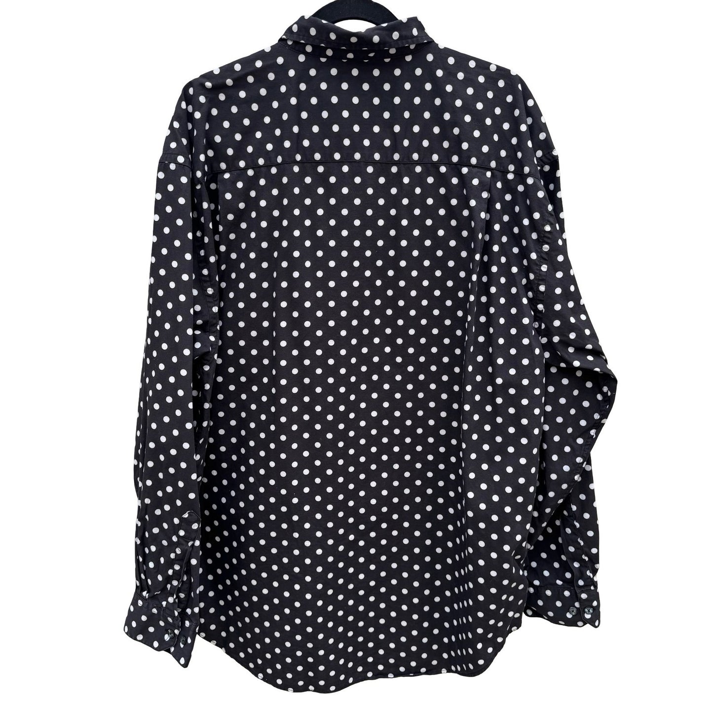 Gap Vintage 90s Mens Polka Dot Button Down Shirt Black White Long Sleeve XXL
