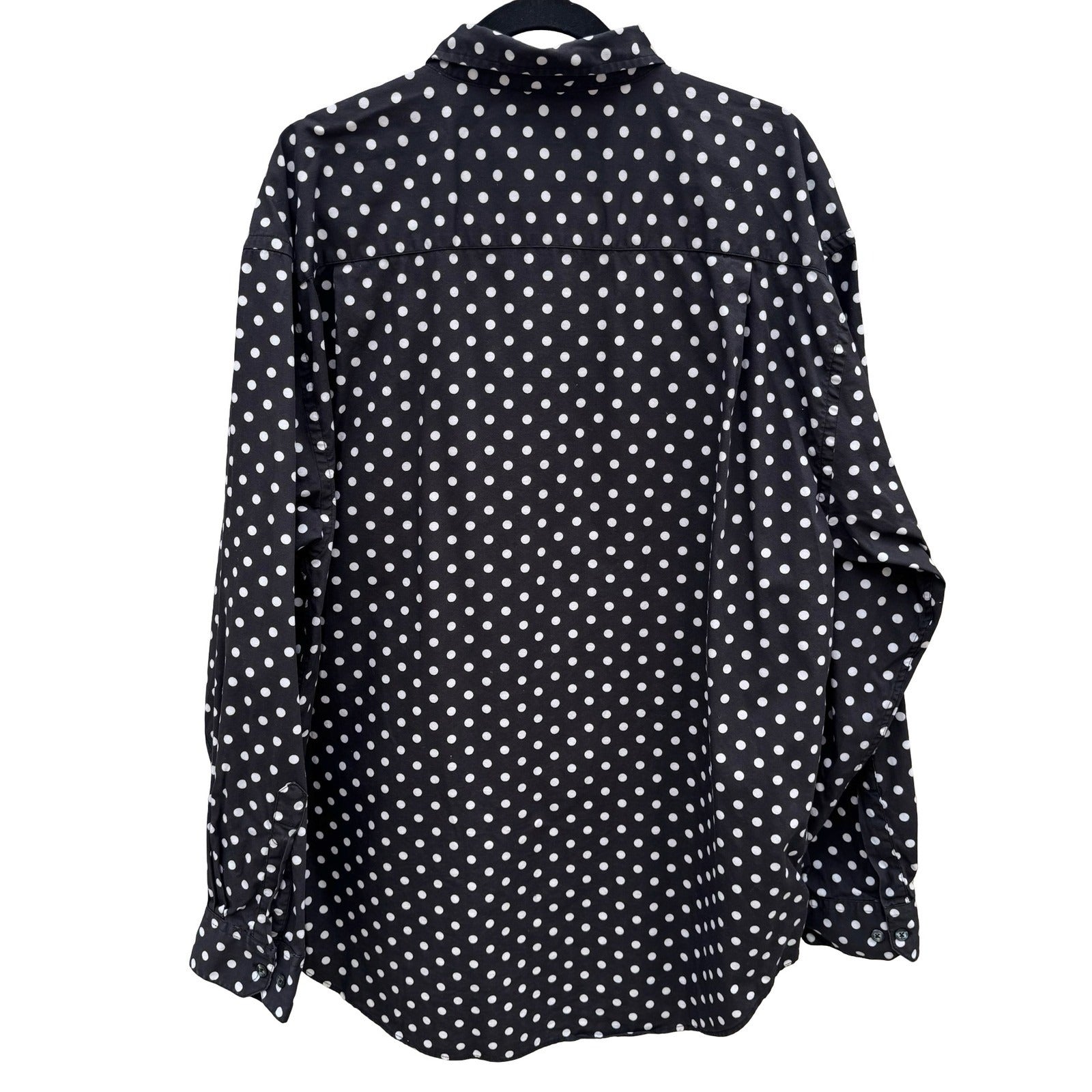 Gap Vintage 90s Mens Polka Dot Button Down Shirt Black White Long Sleeve XXL