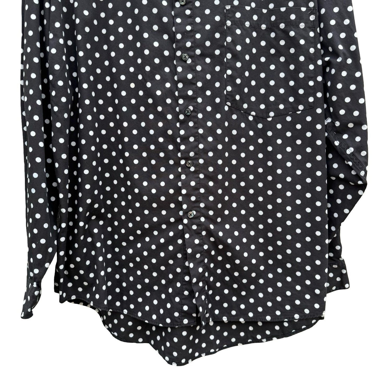 Gap Vintage 90s Mens Polka Dot Button Down Shirt Black White Long Sleeve XXL