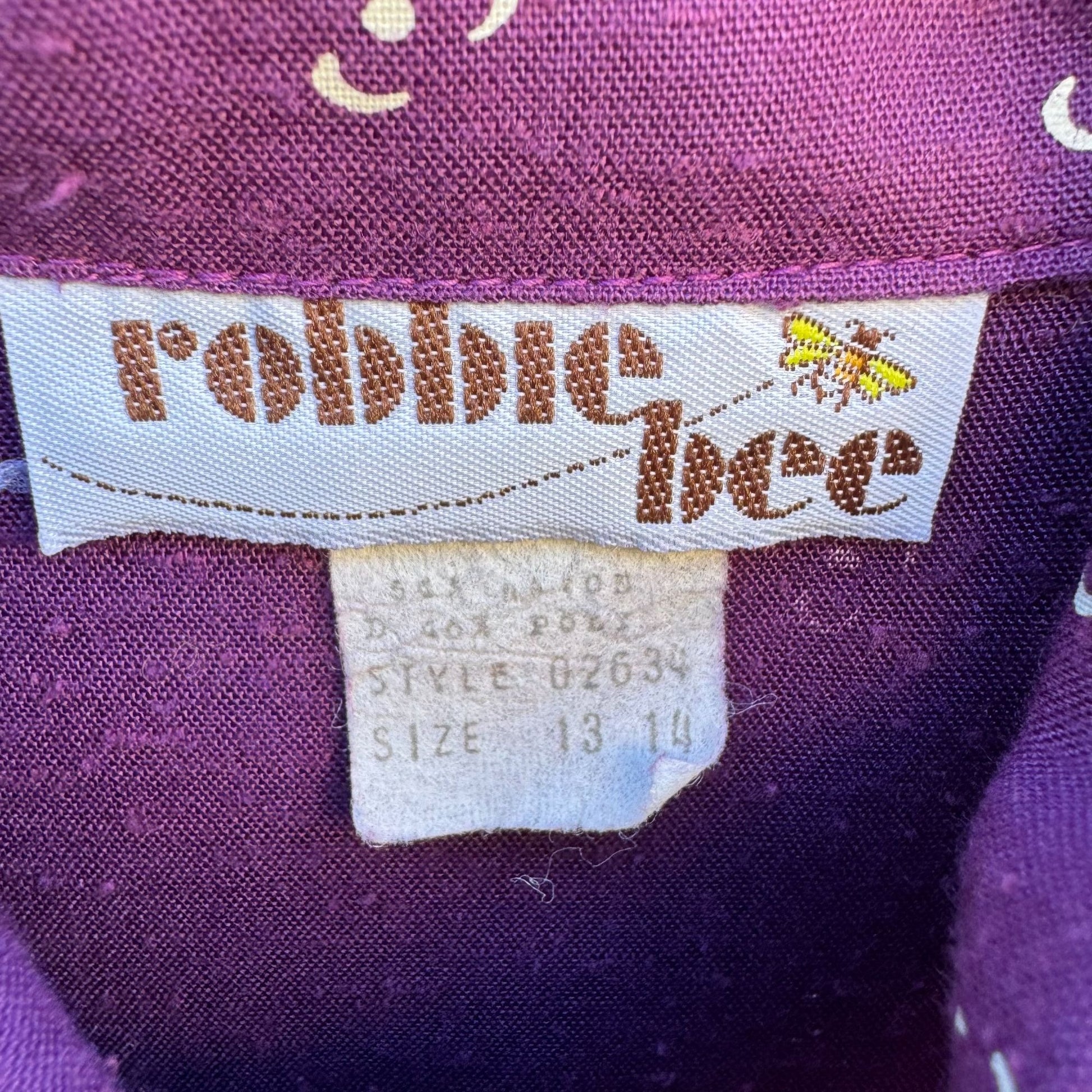 Robbie Bee Vintage Purple Midi Pleated Dress Tie Belt Prairie Floral Cottage L