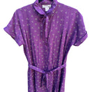 Switch Robbie Bee Vintage Purple Midi Pleated Dress Tie Belt Prairie Floral Cottage L 3 image