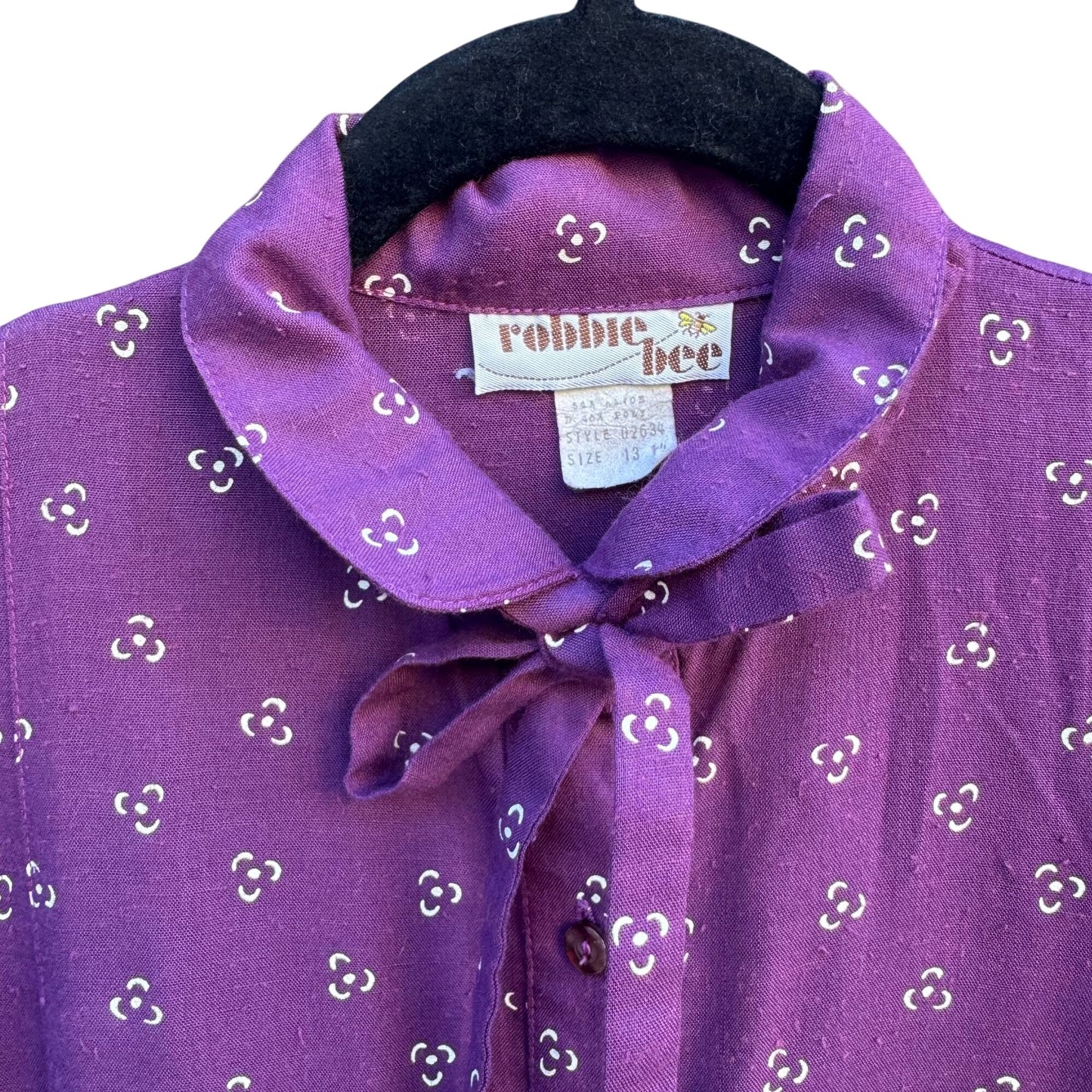 Robbie Bee Vintage Purple Midi Pleated Dress Tie Belt Prairie Floral Cottage L