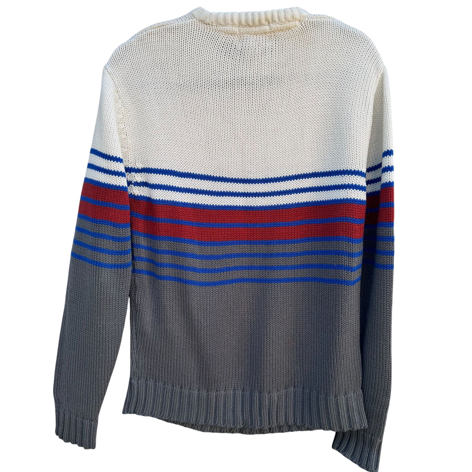 Campusport Vintage Mens Striped Crew Neck Long Sleeve Knit Academia Sweater M