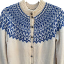 Switch Paul Mage Vintage Wool Nordic Intricate Blue Cream Fair Isle Cardigan Sweater M 3 image