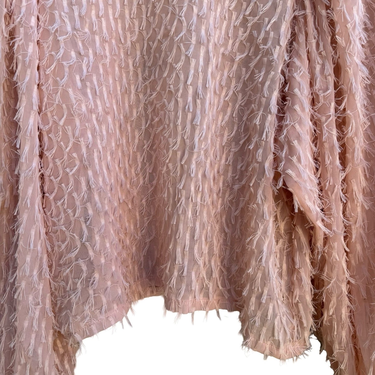 Zara Coquette Sheer Eyelash Fringe Balloon Sleeve Whimsigoth Fairy Blouse Pink M