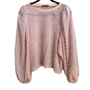 Switch Zara Coquette Sheer Eyelash Fringe Balloon Sleeve Whimsigoth Fairy Blouse Pink M 3 image