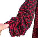 Switch Peck &amp; Peck Red Black Textured Open Front Wavy Ruched Sleeve Blazer Jacket M 3 image