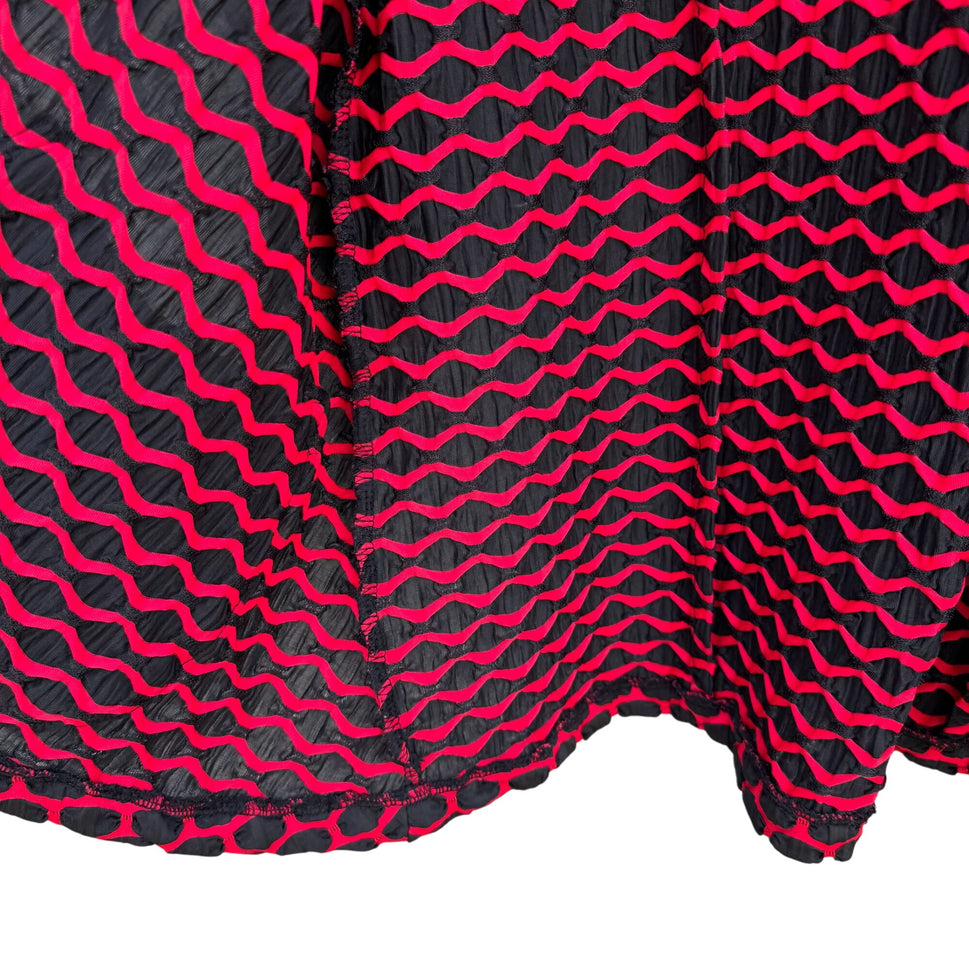 Peck & Peck Red Black Textured Open Front Wavy Ruched Sleeve Blazer Jacket M