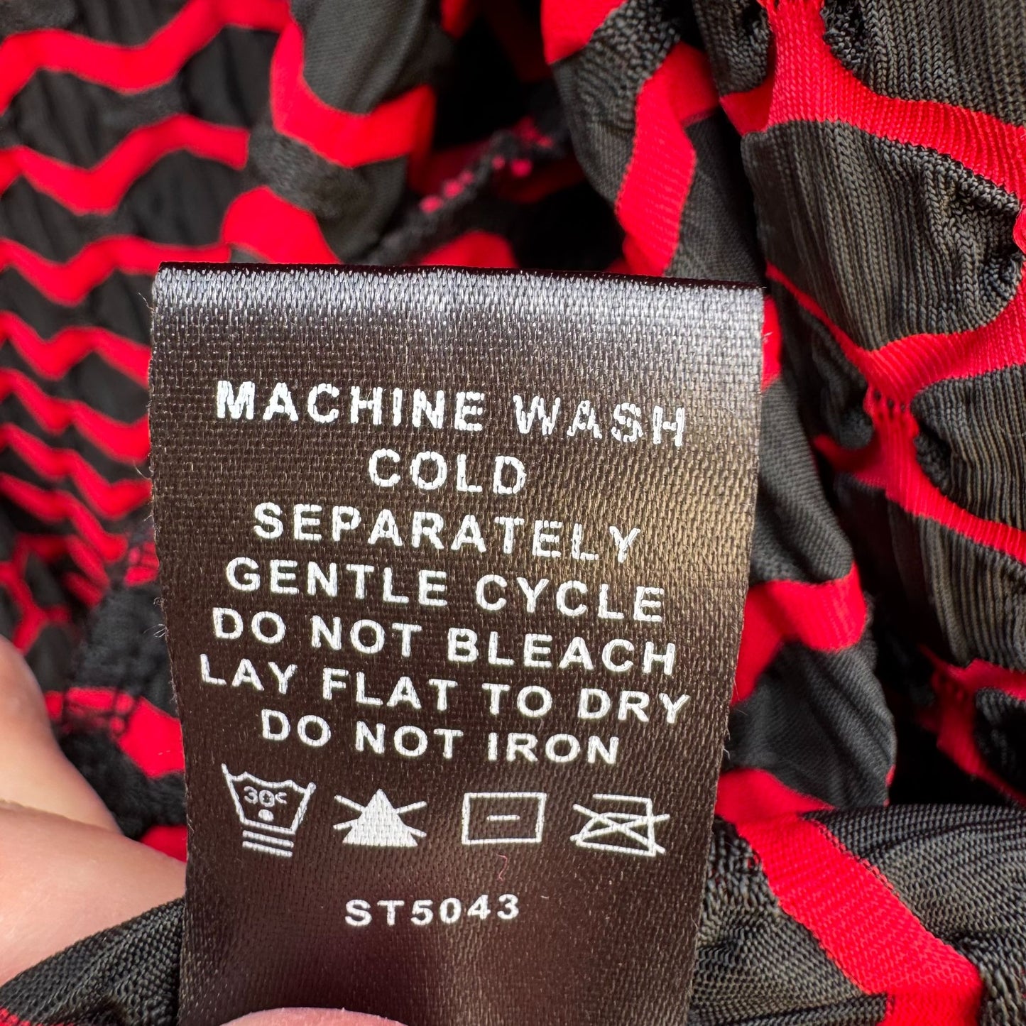 Peck & Peck Red Black Textured Open Front Wavy Ruched Sleeve Blazer Jacket M