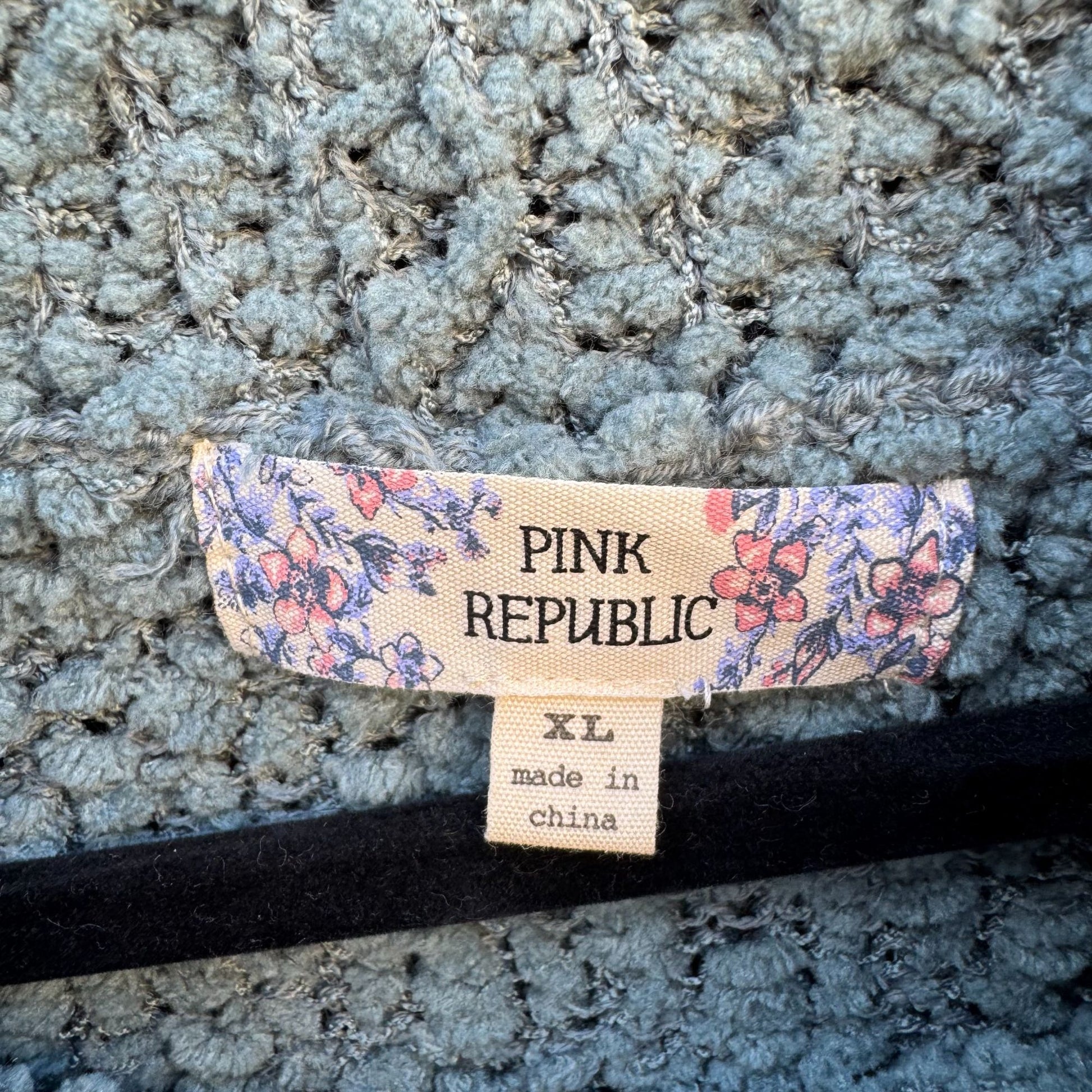 Pink Republic Womens Cozy Cowl Neck Frozen Ivy Green Open Knit Sweater New XL