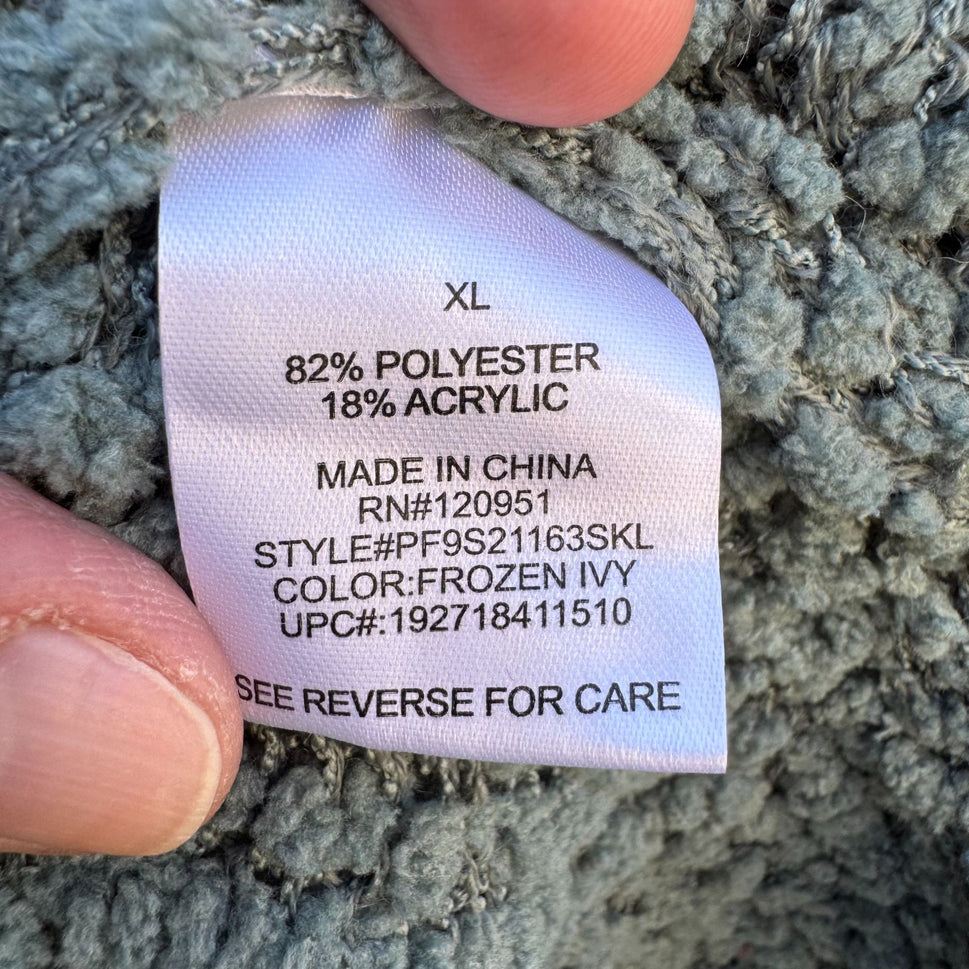 Pink Republic Womens Cozy Cowl Neck Frozen Ivy Green Open Knit Sweater New XL