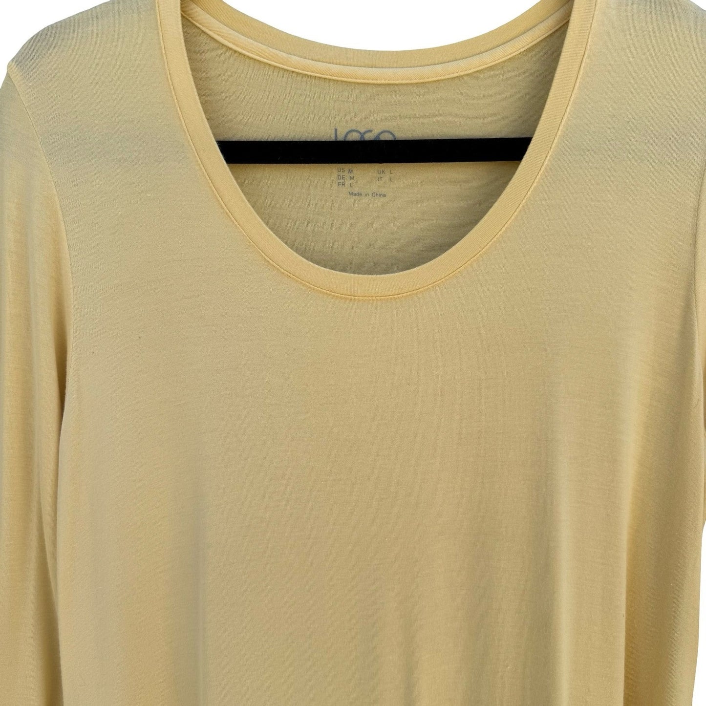 LOGO Lori Goldstein Boho Yellow Flowy Sharkbite Tunic 3/4 Sleeve M Lagenlook