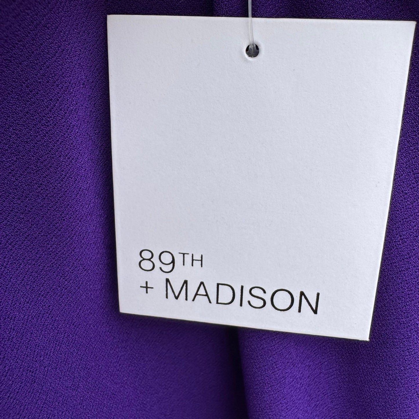89th + Madison Purple V-Neck Short Sleeve Blouse Toggle Detail Large NEW Office