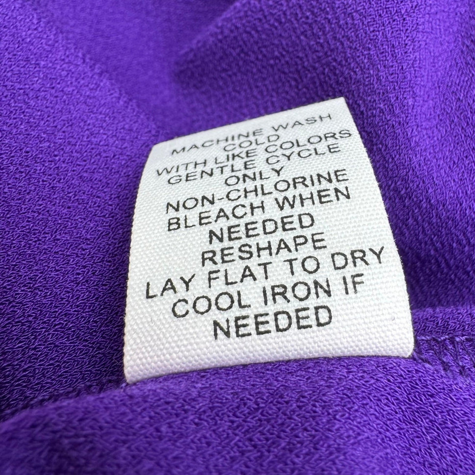 89th + Madison Purple V-Neck Short Sleeve Blouse Toggle Detail Large NEW Office