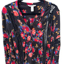 Switch Indigo Thread Boho Whimsigoth Dark Floral Crochet Flowy Peasant Blouse Black L 3 image