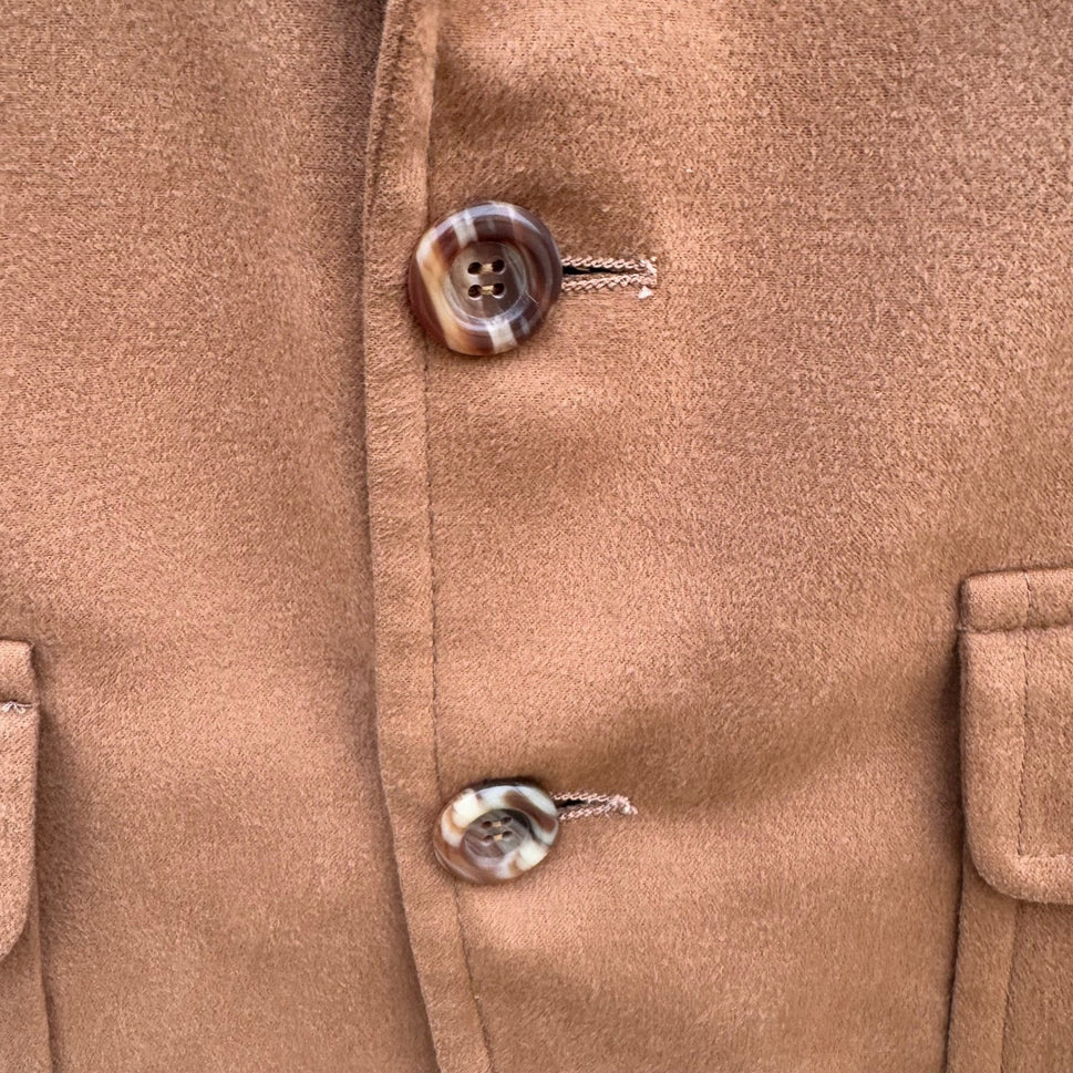Vintage Camel Hair Blazer Mens Tan Two Button Sport Coat Flap Patch Pockets