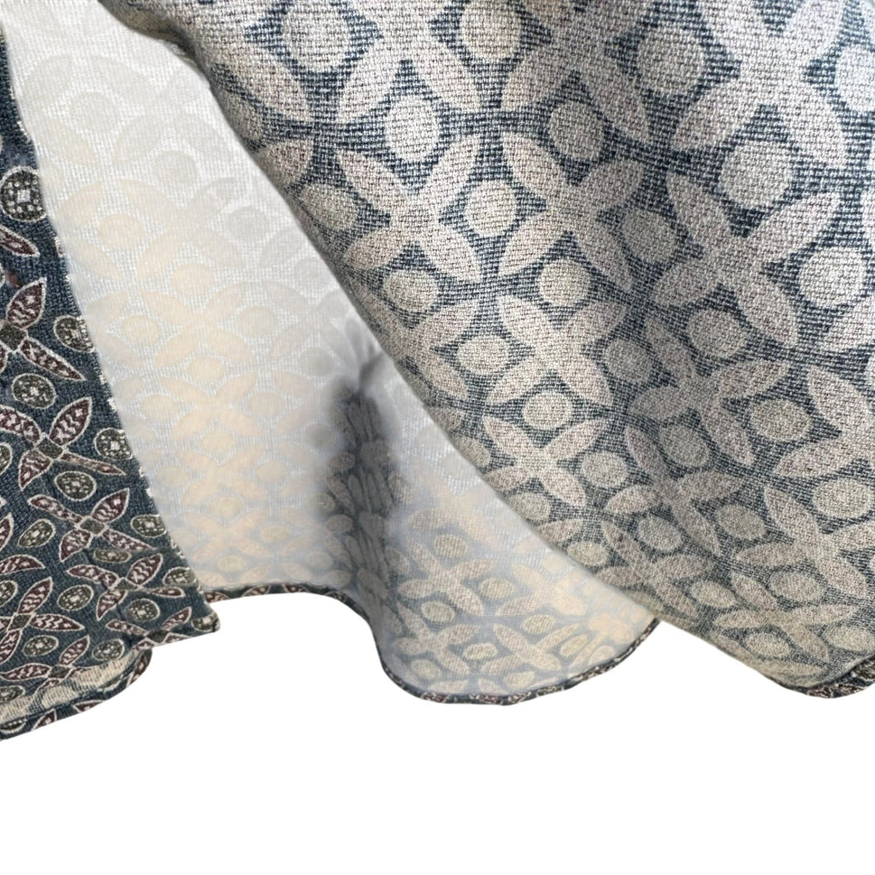 INC International Concepts Mens Large Blue Geometric Medallion Cotton Shirt L