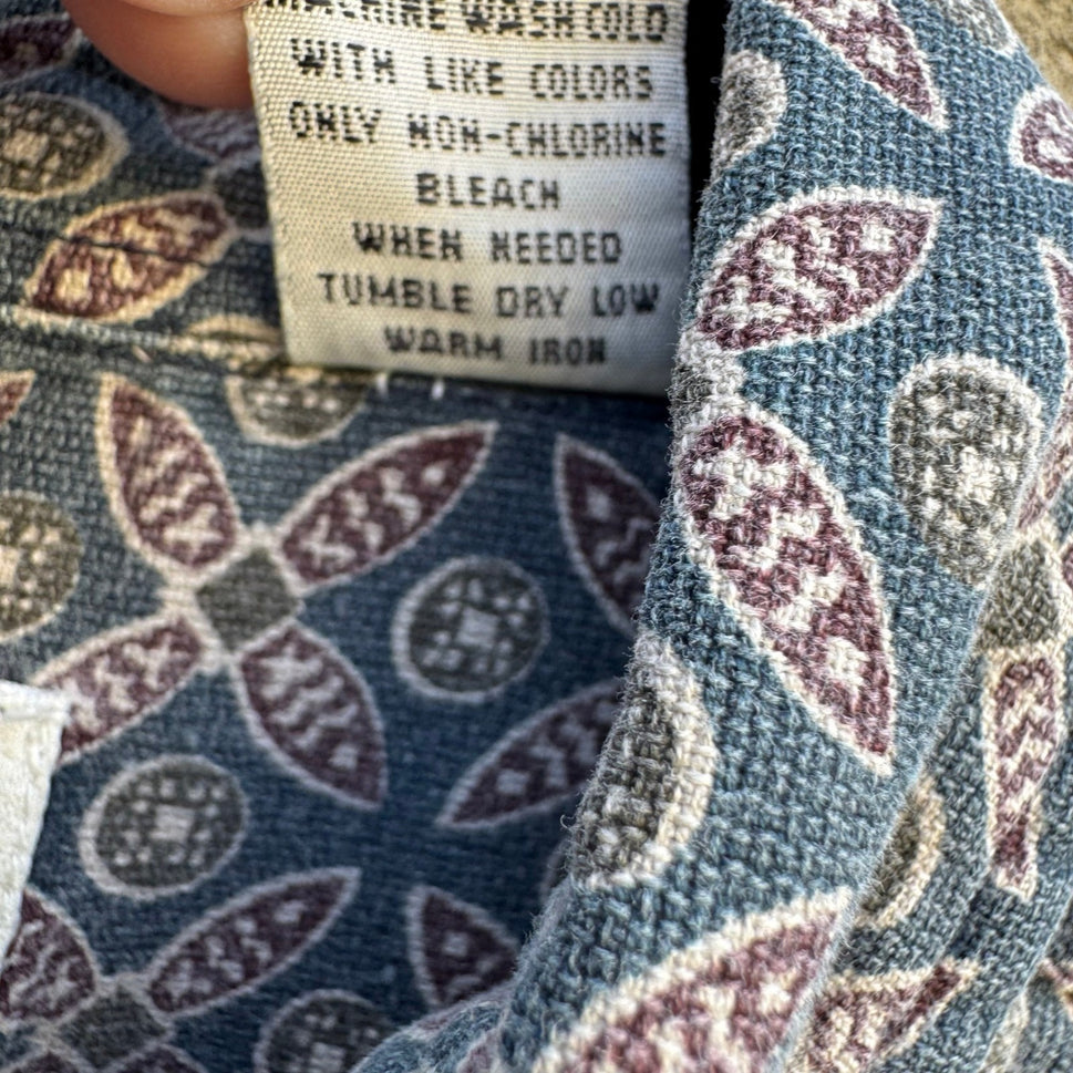 INC International Concepts Mens Large Blue Geometric Medallion Cotton Shirt L