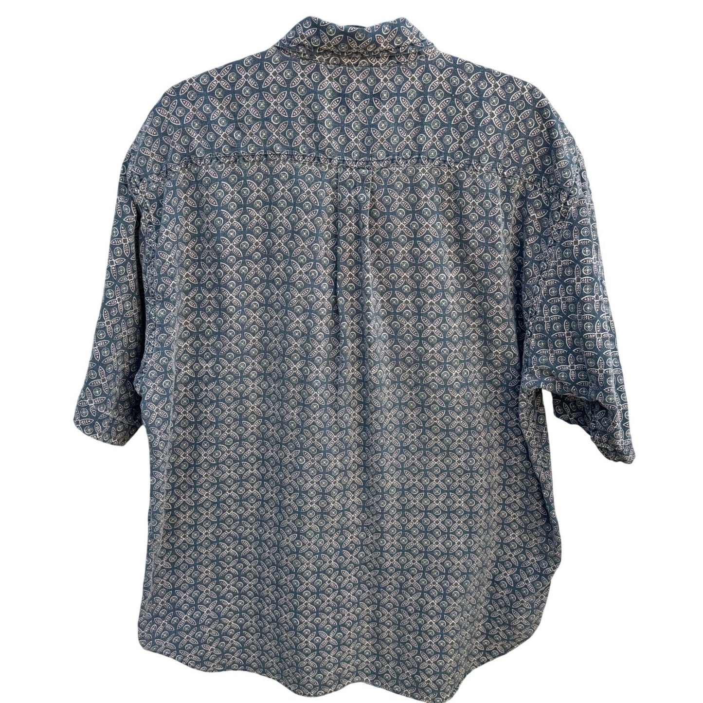 INC International Concepts Mens Large Blue Geometric Medallion Cotton Shirt L