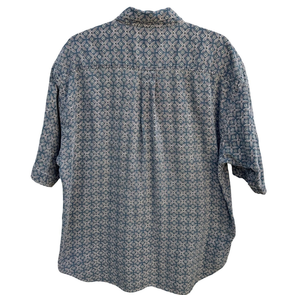 INC International Concepts Mens Large Blue Geometric Medallion Cotton Shirt L