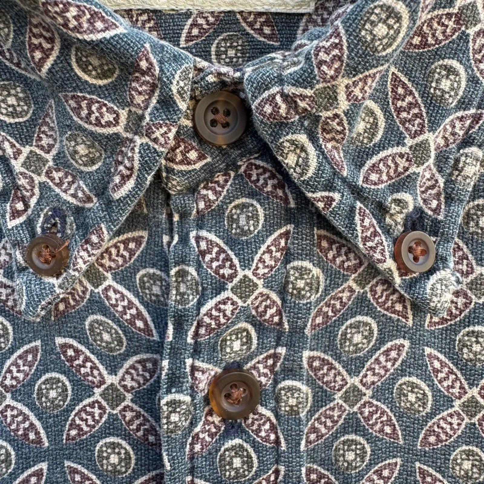 INC International Concepts Mens Large Blue Geometric Medallion Cotton Shirt L