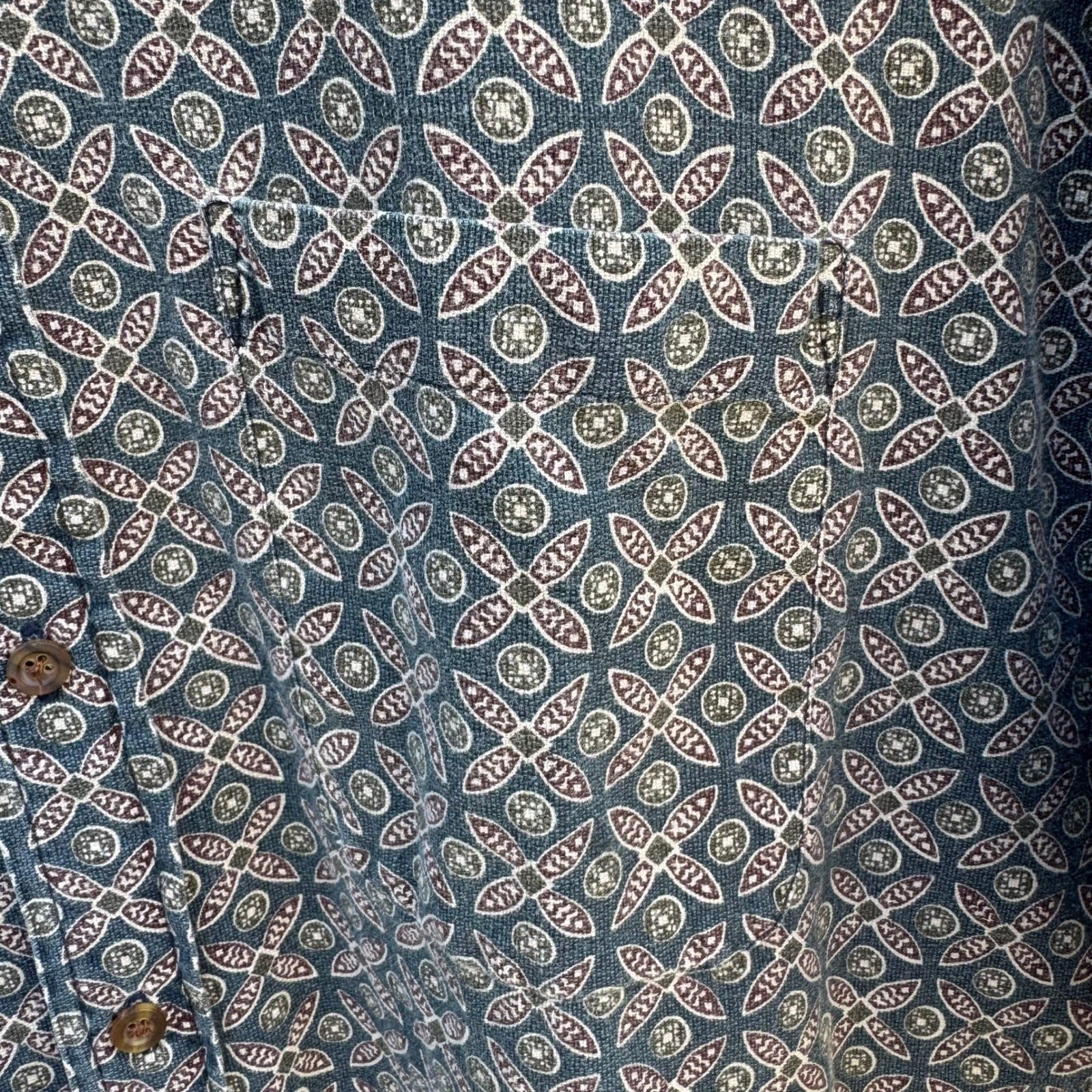 INC International Concepts Mens Large Blue Geometric Medallion Cotton Shirt L