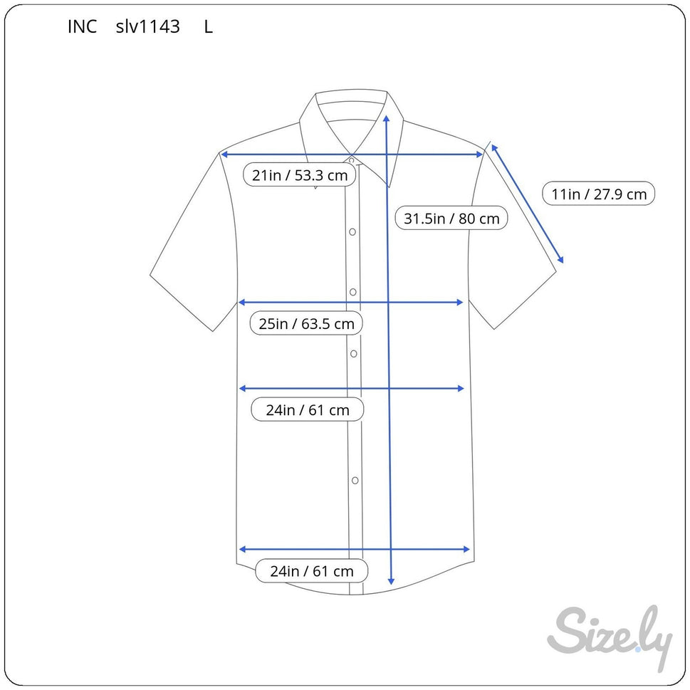 INC International Concepts Mens Large Blue Geometric Medallion Cotton Shirt L