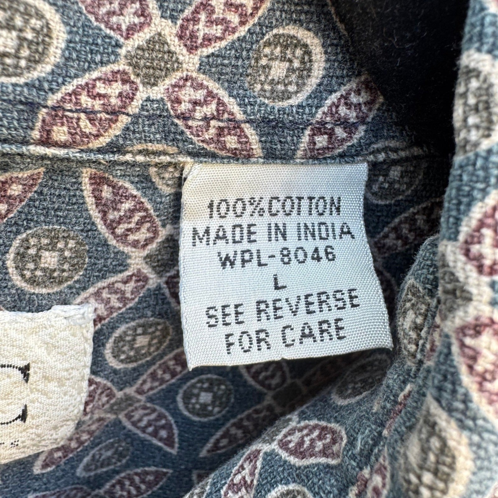 INC International Concepts Mens Large Blue Geometric Medallion Cotton Shirt L