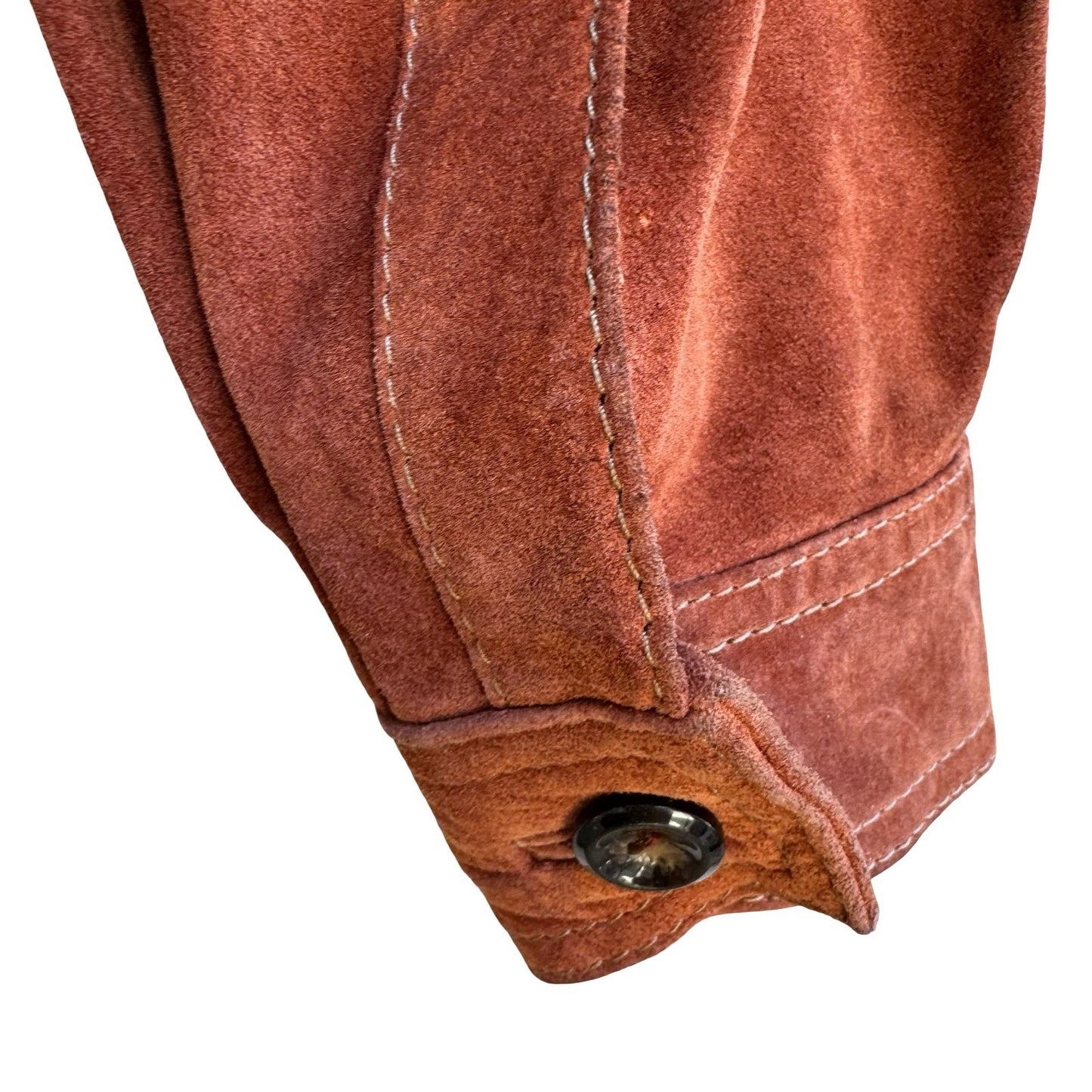 Catalani Vintage 90s Suede Leather Western Boho Cowgirl Shirt Shacket Rust L