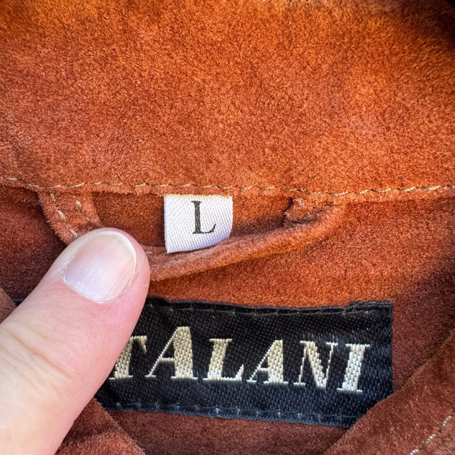 Catalani Vintage 90s Suede Leather Western Boho Cowgirl Shirt Shacket Rust L