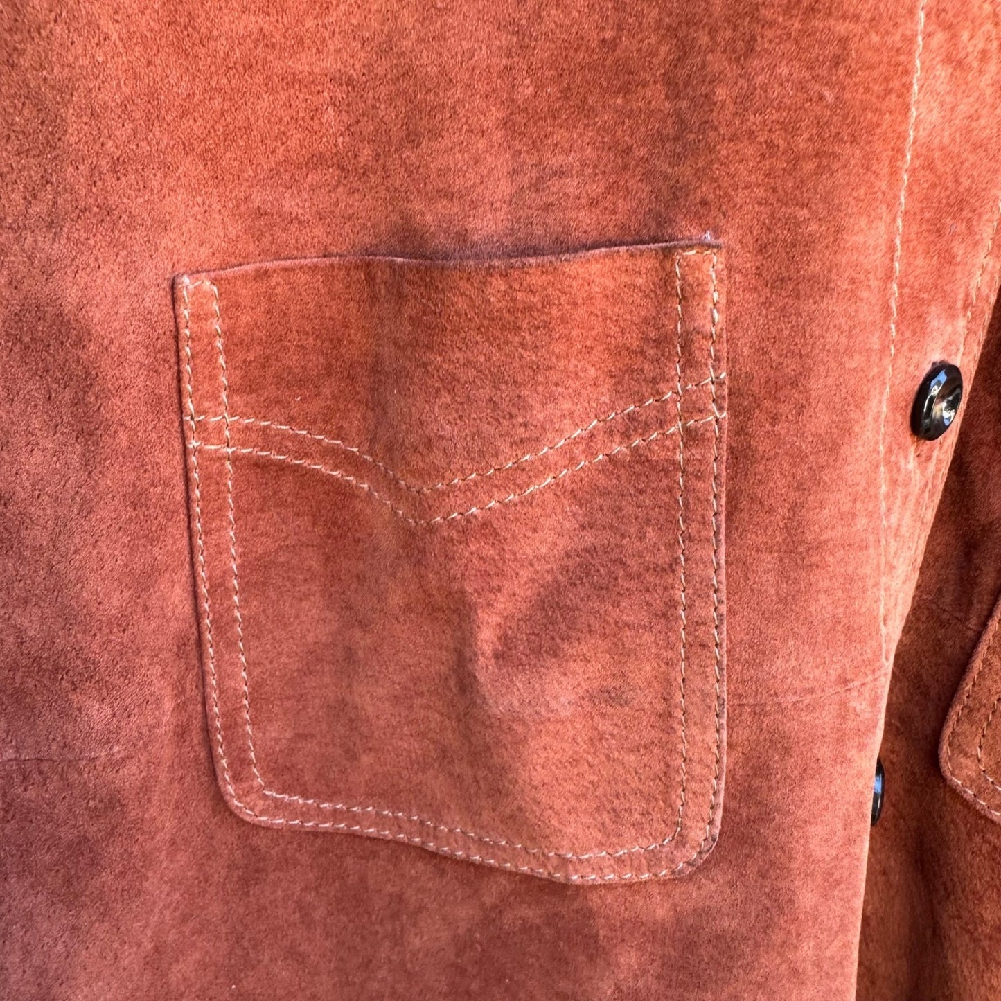 Catalani Vintage 90s Suede Leather Western Boho Cowgirl Shirt Shacket Rust L