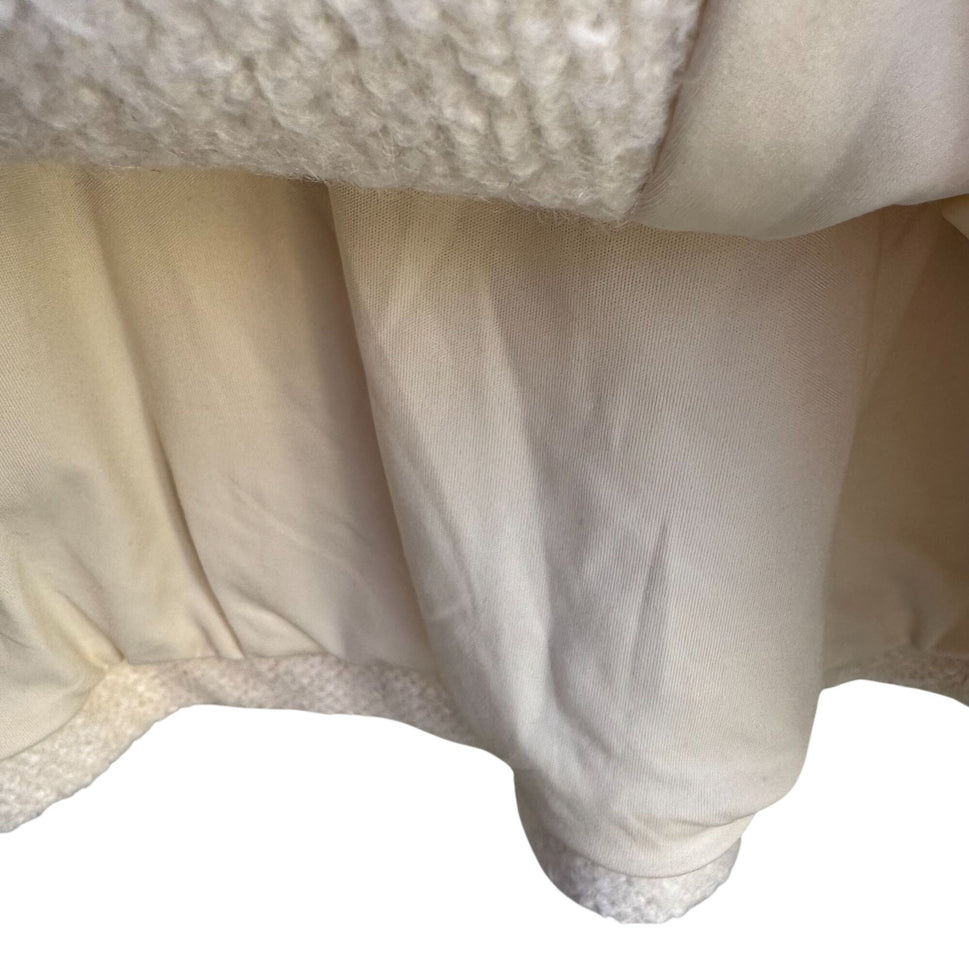 Isaac Mizrahi Womens Winter White Wool Blend Zip-Up Boucle Peplum Moto Jacket L