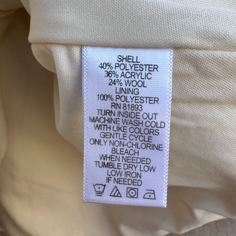 Isaac Mizrahi Womens Winter White Wool Blend Zip-Up Boucle Peplum Moto Jacket L