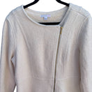 Switch Isaac Mizrahi Womens Winter White Wool Blend Zip-Up Boucle Peplum Moto Jacket L 3 image