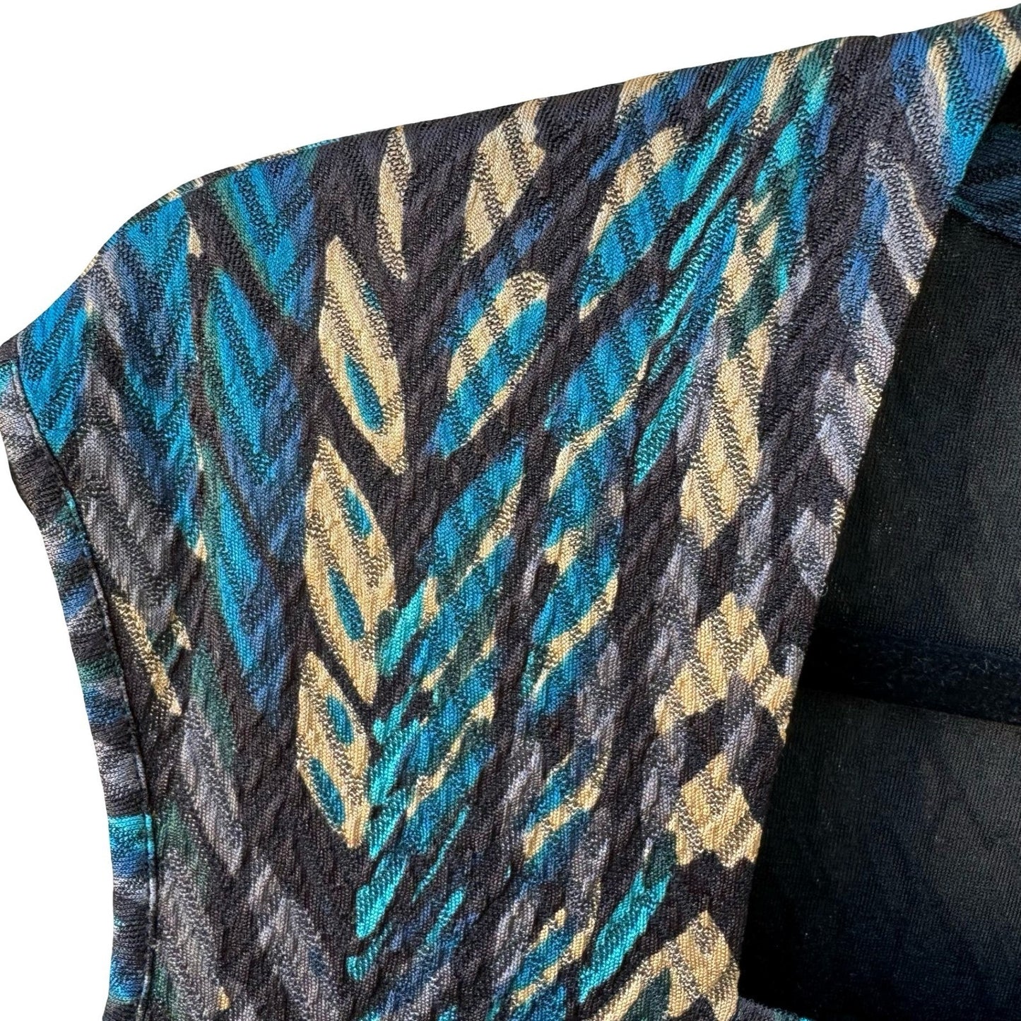 Kasper Careerwear Layering Sleeveless Square Neck Abstract Chevron Blouse Blue L