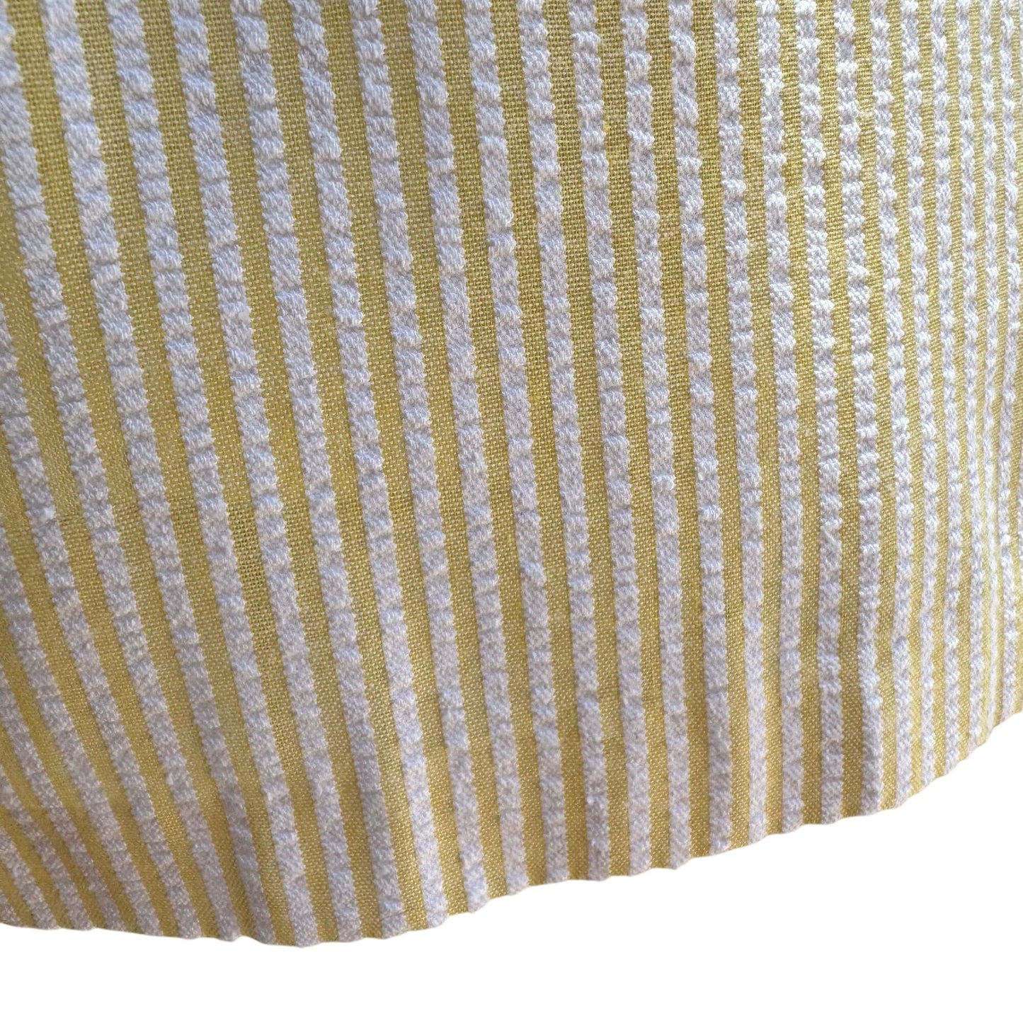 Vintage 80s Womens Yellow White Striped Seersucker Elastic Waist Granny Shorts