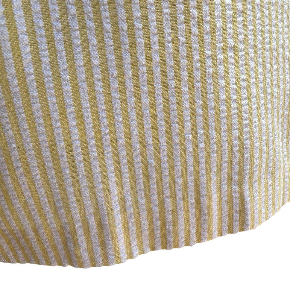 Vintage 80s Womens Yellow White Striped Seersucker Elastic Waist Granny Shorts