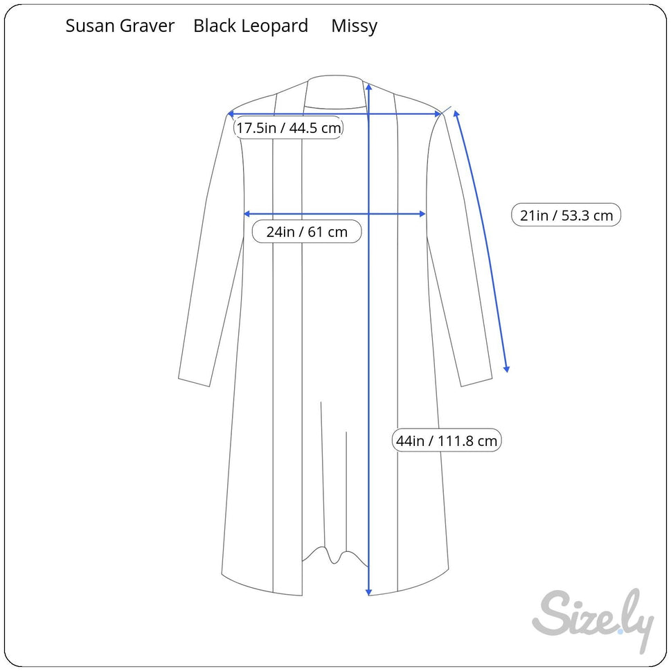 Susan Graver Style Womens Black Kimono Leopard Print Semi Sheer Duster Cardigan