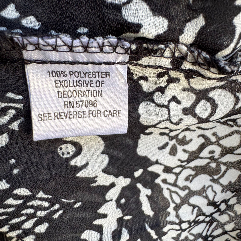 Nicola Petites Black White Snake Print Flared Sleeves V-Neckline Tunic Blouse PXL