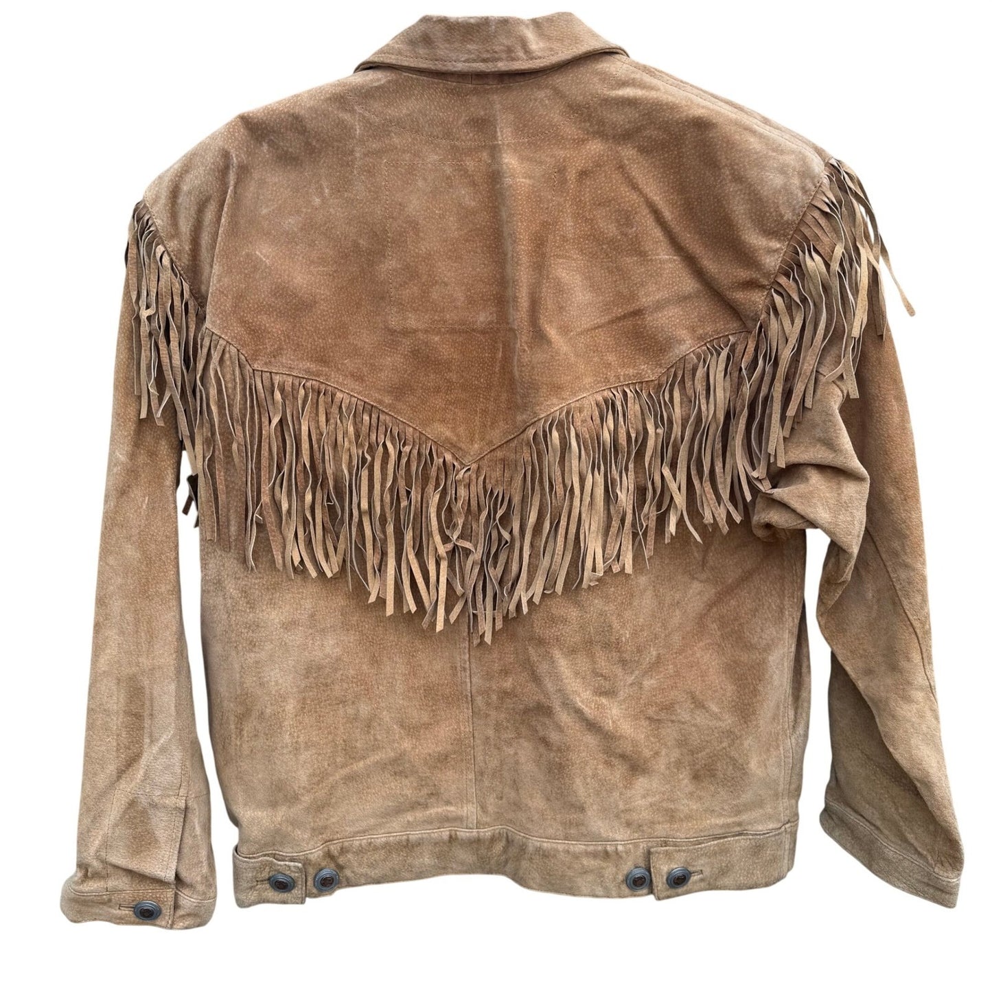 Lizwear Vintage Tan Suede Leather Fringe Western Jacket Womens M Rodeo Festival